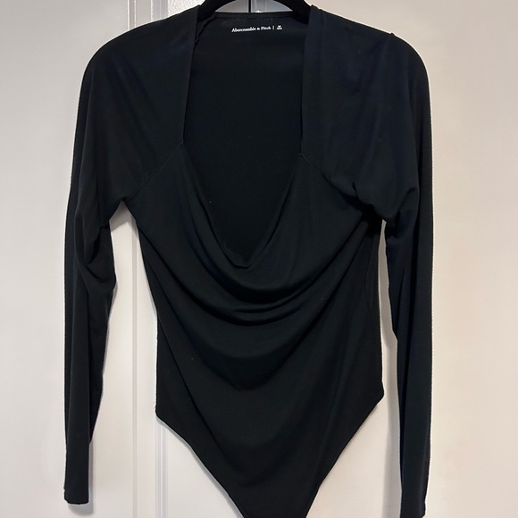 Abercrombie & Fitch Elegant Black Drape Bodysuit - Picture 1 of 1